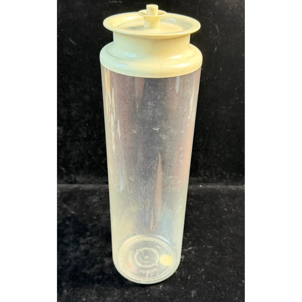 Vintage Tupperware Spaghetti Canister: Clear, 7 Cups, Cream Lid, 11.5